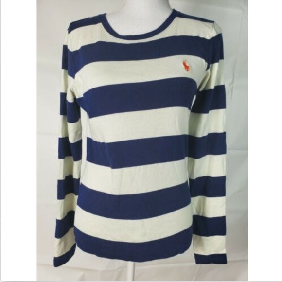 Lauren Ralph Lauren Tops - Ralph Lauren Sport Sz Large Blue White Stripe Logo